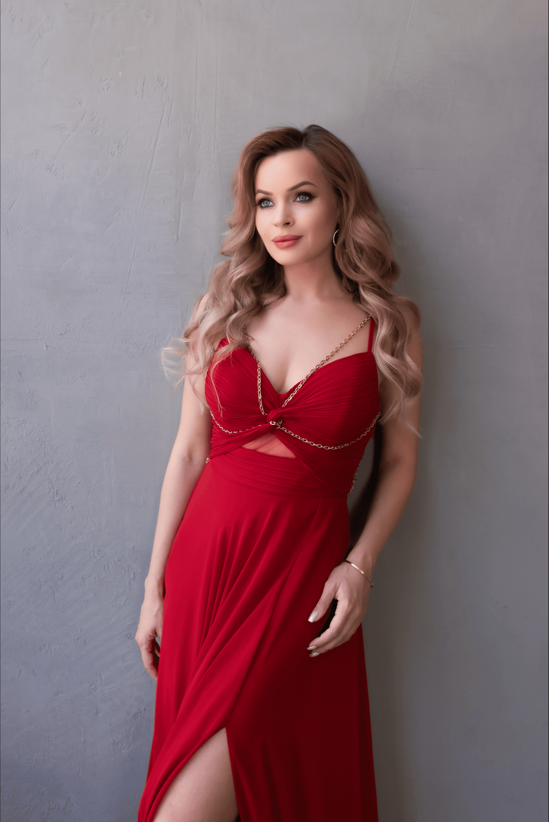 Veronika brook photoshoot in a red dress